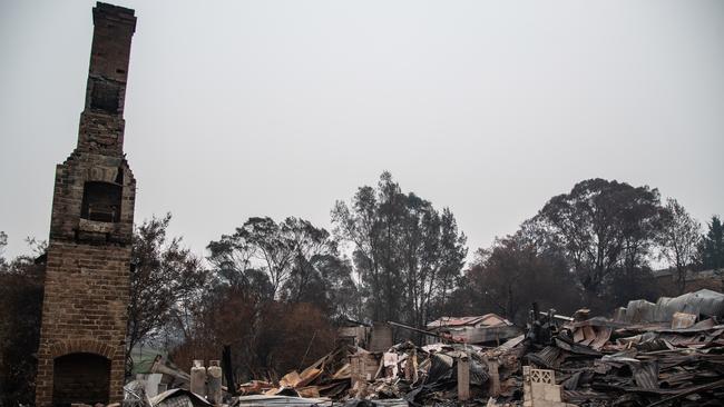 The remains of a burnt-out property in Cobargo on January 16, 2020. Picture: AAP Image/James Gourley