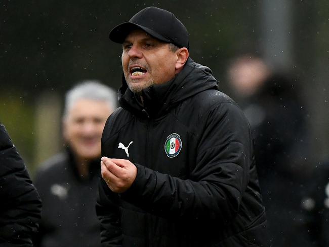 Avondale coach Zoran Markovski reacts during the round 22 NPL VIC Mens match between Heidelberg United and Avondale at John Cain Memorial Park in Thornbury, Victoria on July 15, 2023. (Photo by Josh Chadwick)