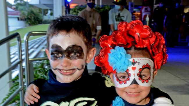 Hudson and Kenzie Rough at Spooky Nights at Sea World, Main Beach. Picture: Regina King