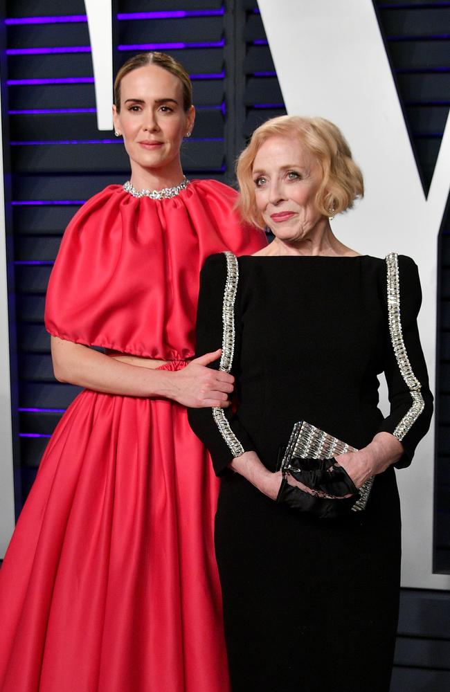 Sarah Paulson and her partner Holland Taylor attend the 2019 Vanity Fair Oscar Party hosted by Radhika Jones at Wallis Annenberg Center for the Performing Arts on February 24, 2019 in Beverly Hills, California. (Photo by Dia Dipasupil/Getty Images)