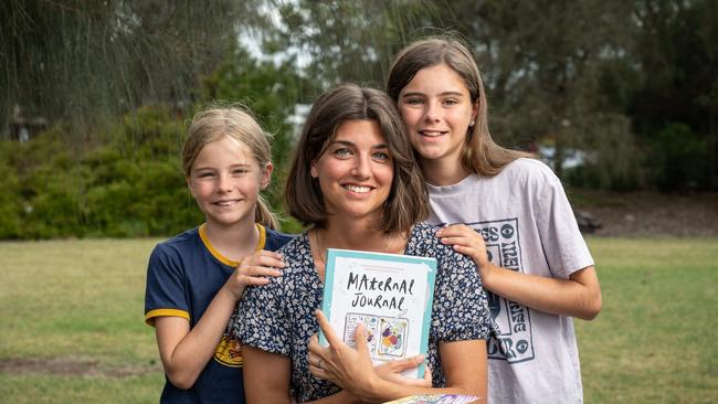 Leopold mum, perinatal counsellor and postnatal depression survivor Lisa Quinney is starting a Maternal Journal group in Ocean Grove to help mums work through their feelings. Pictured with her daughters Parker,8 and Tilly,11. Picture: Brad Fleet