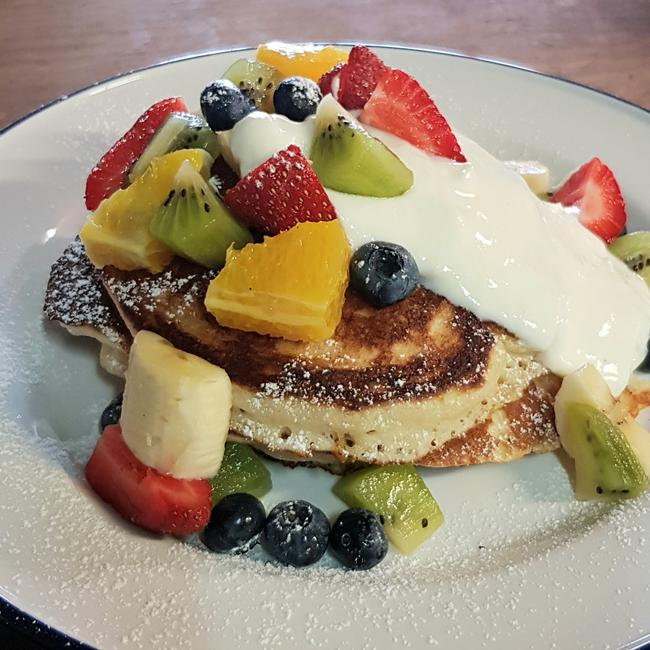 Macquarie Street Foodstore’s fresh and zesty pancake stack is topped with lashings of lemon sugar, butter, fresh fruit and yoghurt.