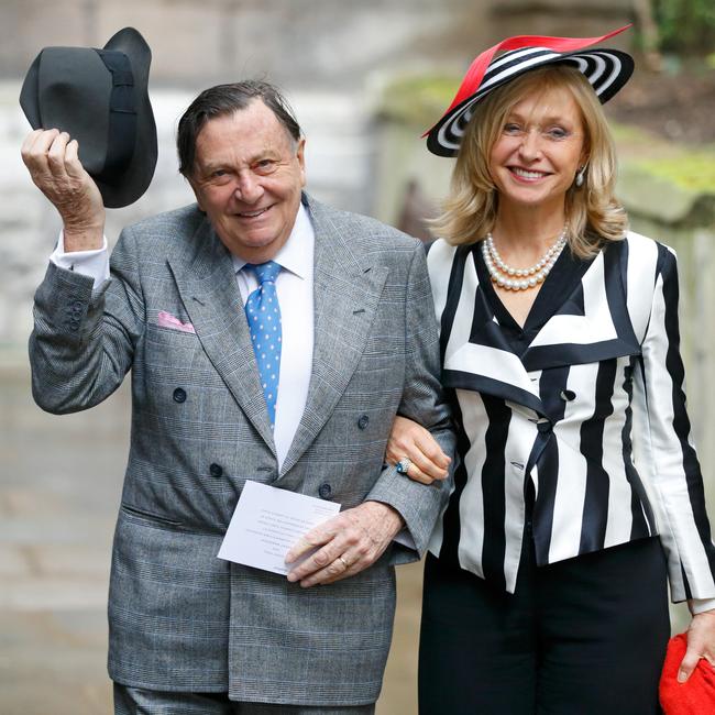 Barry Humphries and wife Lizzie Spender in London in 2016. Picture: Getty Images