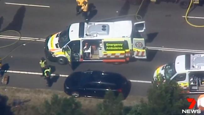 Police officers are investigating the crash. Picture: Seven News