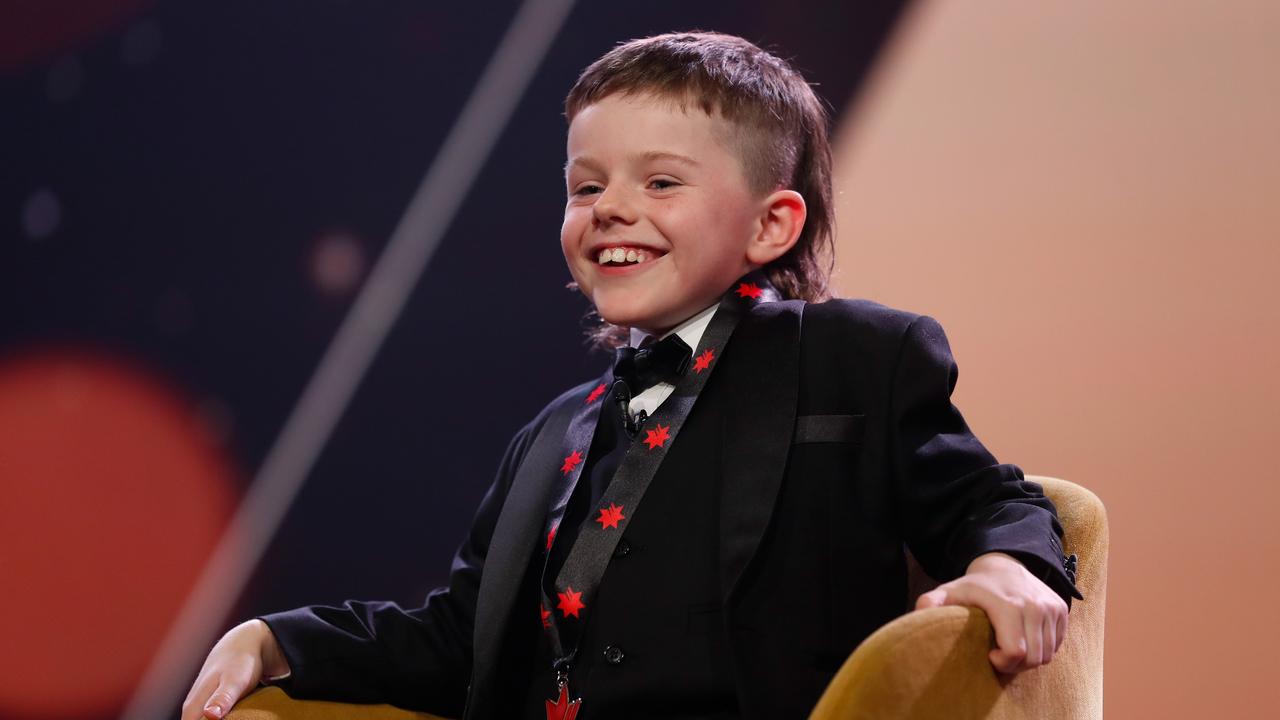 Auskicker of the Year Archie Stockdale is seen during the 2022 Brownlow Medal at Crown Palladium. Picture: Michael Willson/AFL Photos via Getty Images