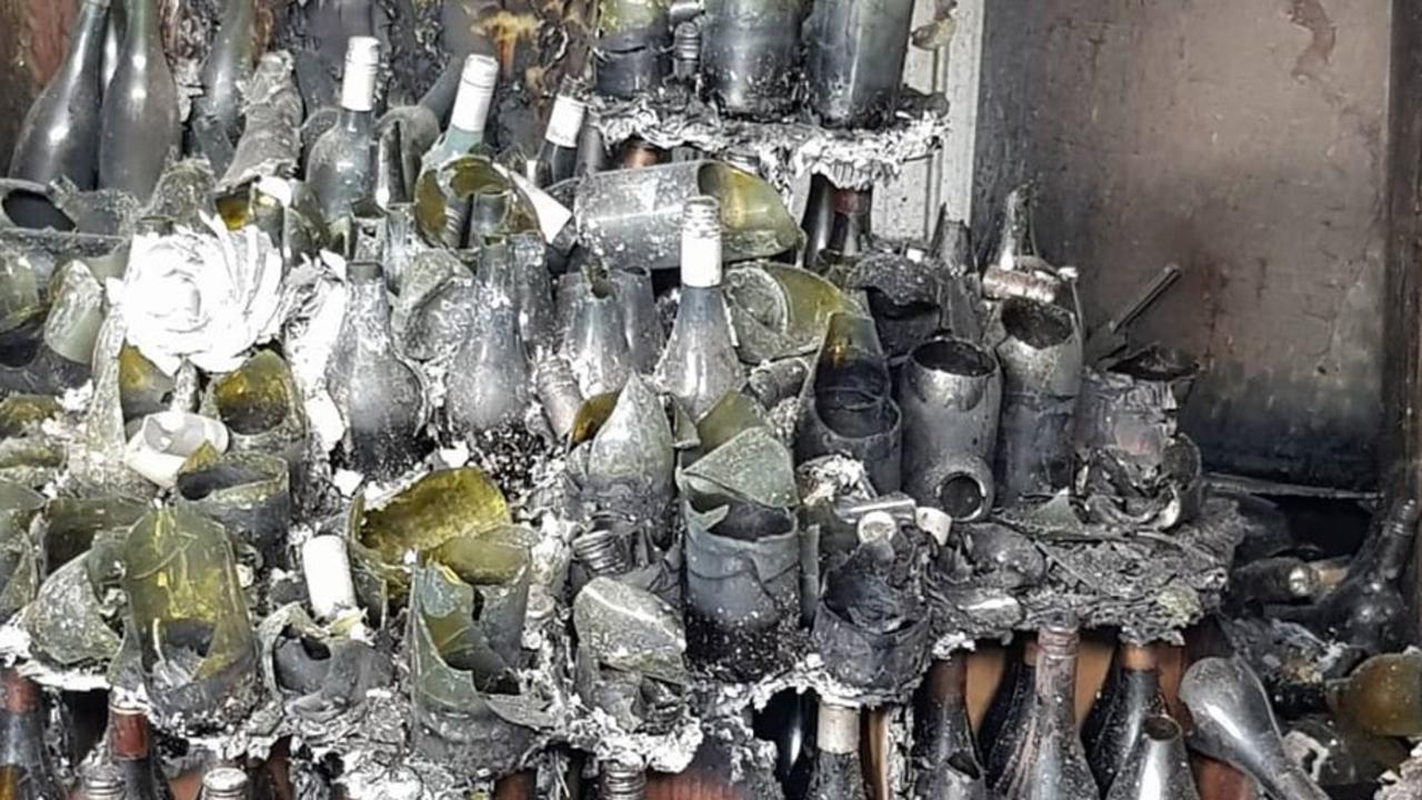 Bottles at Tilbrook Estate Winery smashed in the intense heat of the blaze. Picture: Facebook/Tilbrook Wines