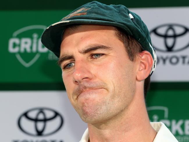 ADELAIDE, AUSTRALIA - JANUARY 16: Australian Captain Pat Cummins during the Mens Test match series between Australia and West Indies at Adelaide Oval on January 16, 2024 in Adelaide, Australia. (Photo by Sarah Reed/Getty Images)