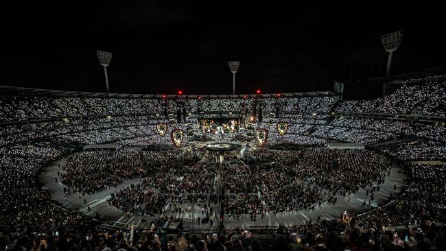 Ed Sheeran performs for 108,000 people at the MCG in Melbourne. Picture: Zak Walters