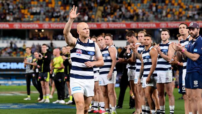 Gary Ablett leaving the ground after his final AFL game. Picture: Bradley Kanaris/AFL Photos