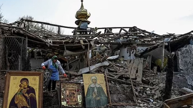 A church was bombed in the Zaporizhzhia region on Orthodox Easter Sunday. Picture: Reuters