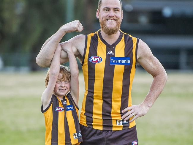 WARNING DO NOT USE WITHOUT CONTACTING HERALD SUN DESK NAB Mini Legends. NAB are calling on parents to enter their kids in the campaign that they think look like or emulate an AFL Legend. L-R Flynn turner, 8, Lucia Barnes, 5, Jarryd Roughead, Archie Loxley, 3 and Rafferty Bourke, 3. Picture: Jason Edwards