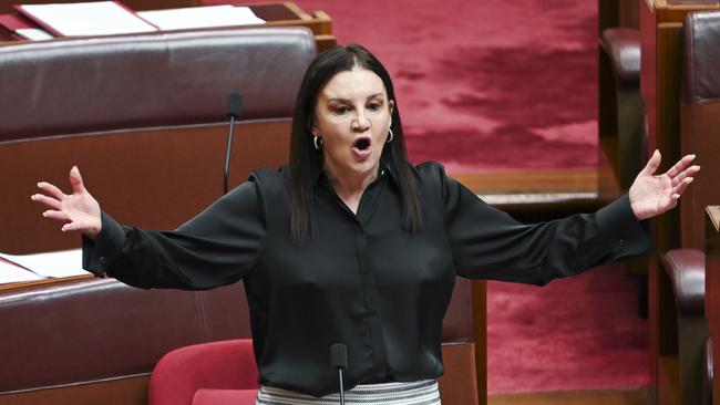 Senator Jacqui Lambie in the Senate at Parliament House in Canberra. Picture: NewsWire / Martin Ollman