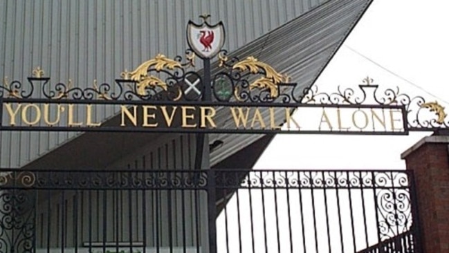 The Shankly Gates outside Anfield, home ground of Liverpool.