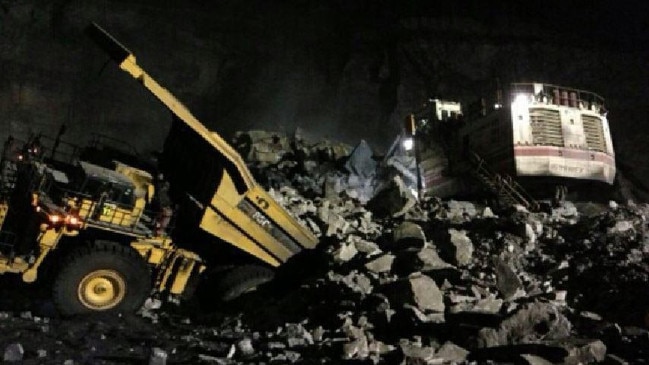 A photo showing a mine wall collapse at Anglo American's Dawson coal mine near Moura in Central Queensland in 2013.