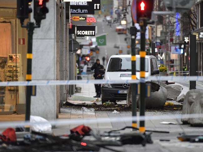 The aftermath of the Stockholm truck attack. The driver was jailed for life.