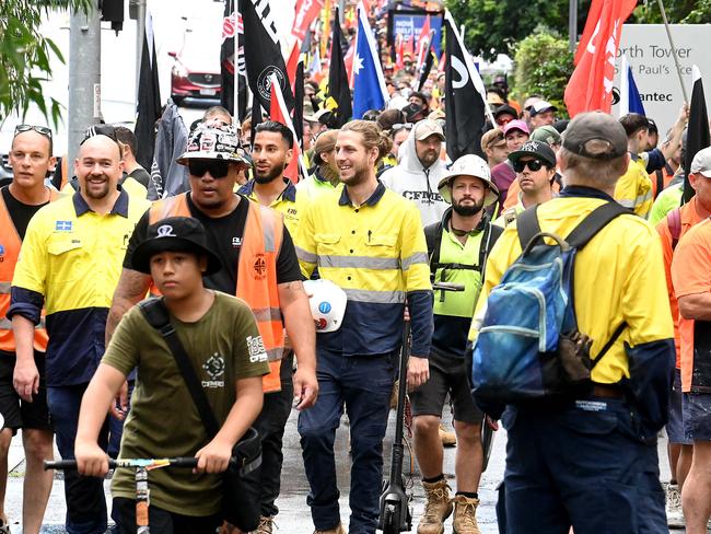 CFMEU are protesting after the death of a non union worker at a building site in newstead last week.Wednesday November 27, 2024. Picture, John Gass