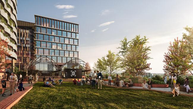 The elevated open space at the new Adelaide Central Market Arcade redevelopment. Picture: Woods Bagot