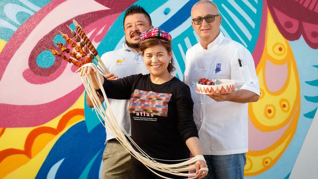 Ali Mashouf from the Afghan Supermarket, Rahila Yusoph from the Nava Cafe and Robert Ziolek from Muratti in Prospect. Picture: Matt Turner