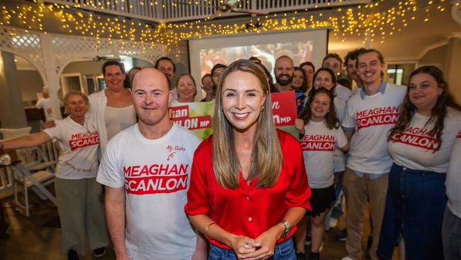 QLDVOTES24 - 2024 State Election party for ALP Meaghan Scanlon at Country Paradise Parklands in Nerang, (Gaven electorate). Gaven Electorate, Queensland. Meaghan Scanlon with her brother Callum. Picture: Nigel Hallett