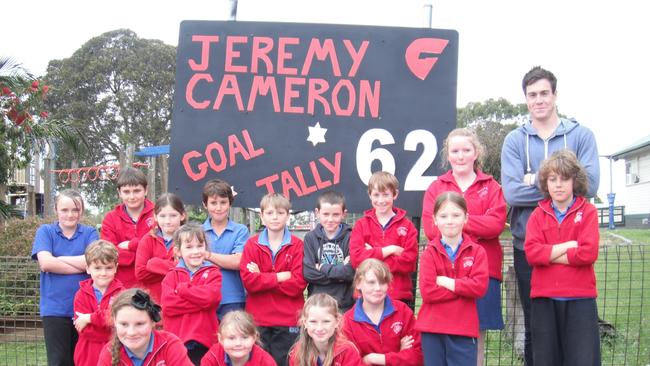 Cameron on an earlier visit back to where it all began for him.