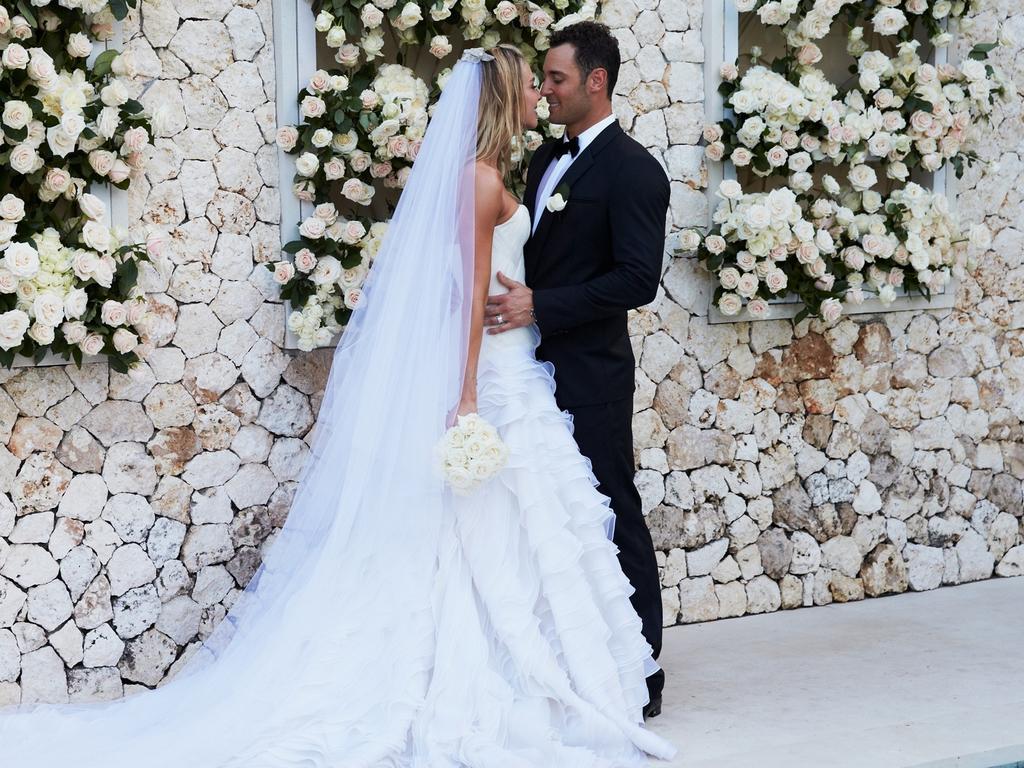 Jennifer Hawkins and Jake Wall at their wedding. Picture: Supplied