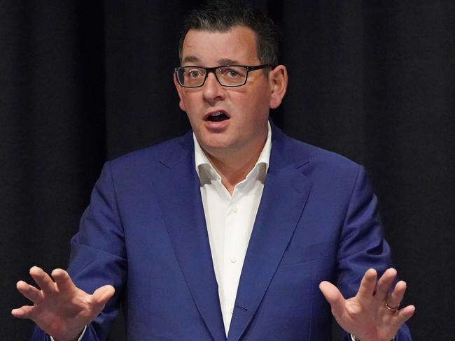 Victorian Premier Daniel Andrews speaks to the media during a press conference at the Victorian Parliament in Melbourne, Monday, June 15, 2020. Premier Daniel Andrews on Monday sacked Adem Somyurek from cabinet and moved for him to be removed from the Labor Party following explosive allegations aired by an investigation. (AAP Image/Scott Barbour) NO ARCHIVING