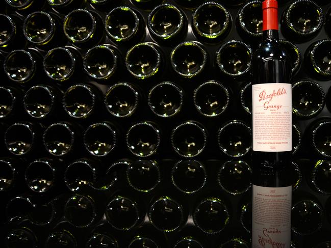A bottle of Penfolds Grange 2009 vintage, produced by Treasury Wine Estates Ltd., is arranged for a photograph at the company's headquarters in Melbourne, Australia, on Monday, Aug. 18, 2014. Treasury Wine said on Aug. 11 a second buyout firm had matched a A$3.4 billion ($3.2 billion) bid from New York-based KKR & Co. and Rhone Capital LLC for the winemaker. A person familiar with the matter named TPG Capital as the suitor. Photographer: Carla Gottgens/Bloomberg
