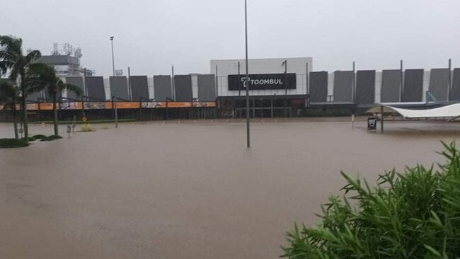 The carpark at Toombul shopping centre under water. Photo: Aaron Symonds