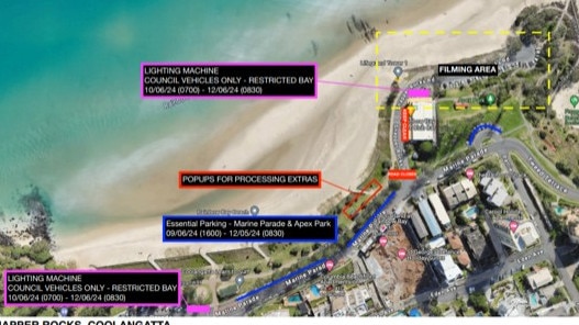 Filming will continue with “Dangerous Animals” at Snapper Rocks on Monday 10 June and Tuesday 11 June 2024.