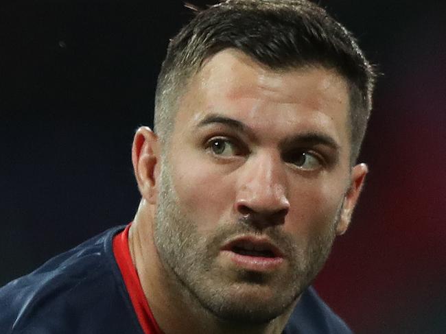 Roosters James Tedesco warms up before the Sydney Roosters v South Sydney Qualifying NRL Final at the SCG. Picture: Brett Costello