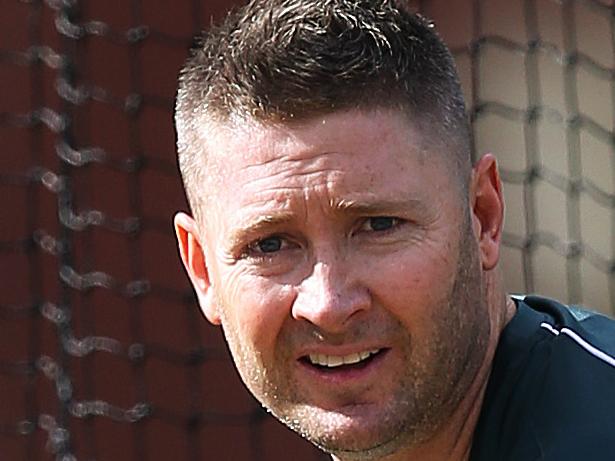Michael Clarke has his first hit in the nets getting some throw downs at the SCG this morning. pic. Phil Hillyard