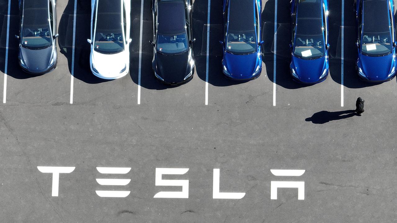 Tesla shares took a 6.8 per cent hit on Monday night. Picture: Justin Sullivan