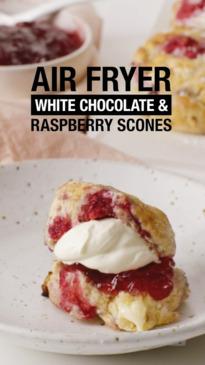 Air fryer white chocolate and raspberry scones