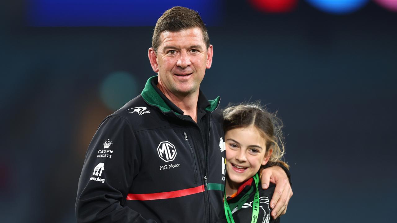 Rabbitohs head coach Jason Demetriou helped bring Knight back from the brink. Picture: Getty