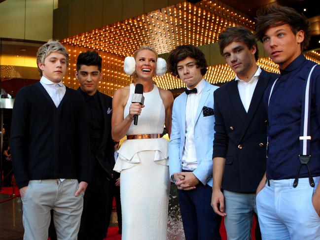 Zayn Malik, second from left, and Liam Payne, second from right, with One Direction at the 2012 Logies Awards. Picture: Getty Images