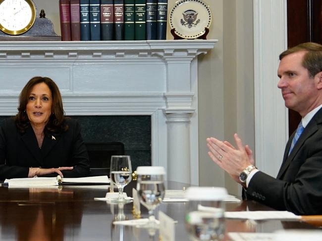 Vice President Kamala Harris pictured earlier this year with running mate contender Kentucky Governor Andy Beshear. Picture: AFP