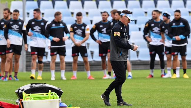 Sharks coach John Morris during a training session.