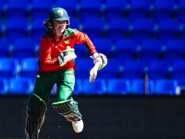 Riley Whitelaw, batting for Tasmania’s Under 17s at the national championships two years ago. Picture: Linda Higginson/Cricket Australia