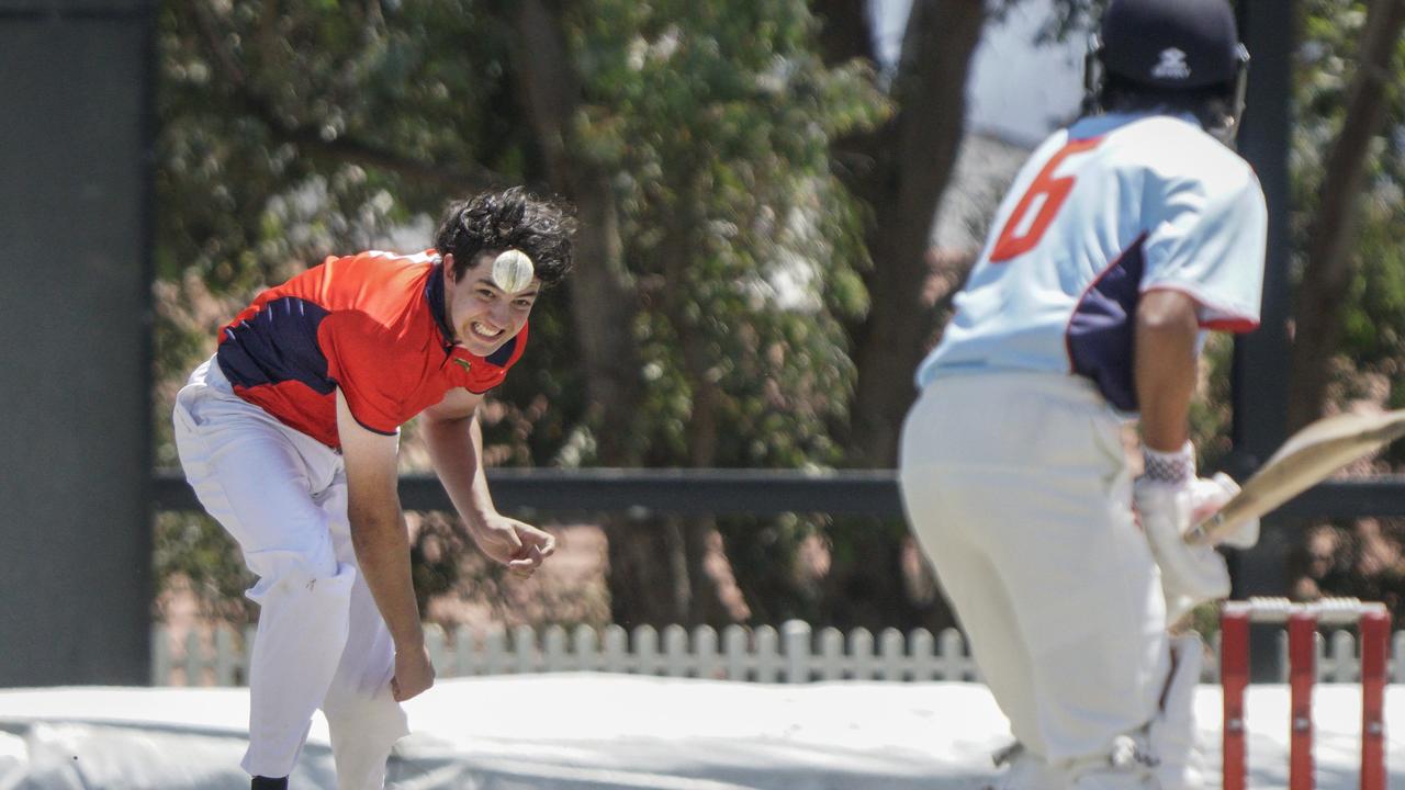 Mitchell Cestnik bends his back bowling for the Pioneers. Picture: Valeriu Campan