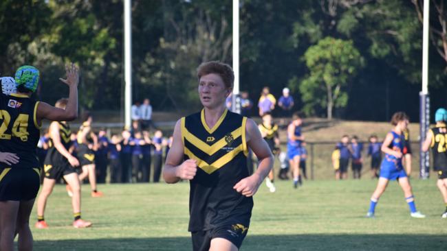 AIC First XVIII AFL footy game between Marist College Ashgrove and St Laurenceâ&#128;&#153;s College. Friday March 3. Picture, Nick Tucker.