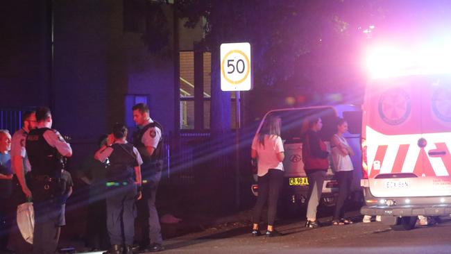 Police and paramedics at the scene after the incident. Picture: Bill Hearne