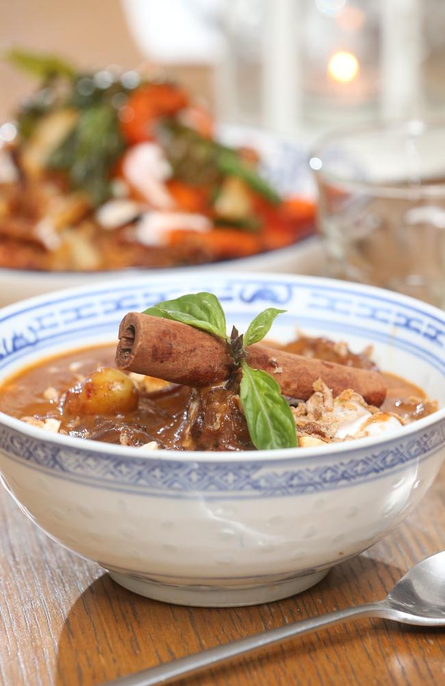 Mons Ban Sabai Thai’s massaman curry in the foreground, which manager Nut Siri said was their most popular dish. Picture: AAP Image/Richard Gosling