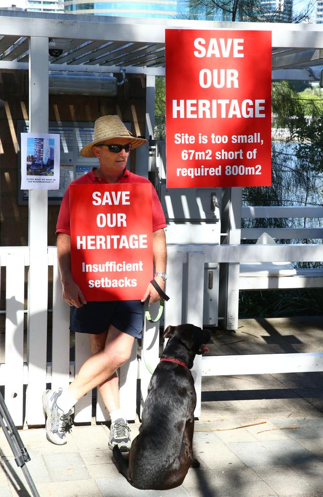 Residents oppose the 16-storey tower, which will overlook a heritage-listed building. Picture: Liam Kidston