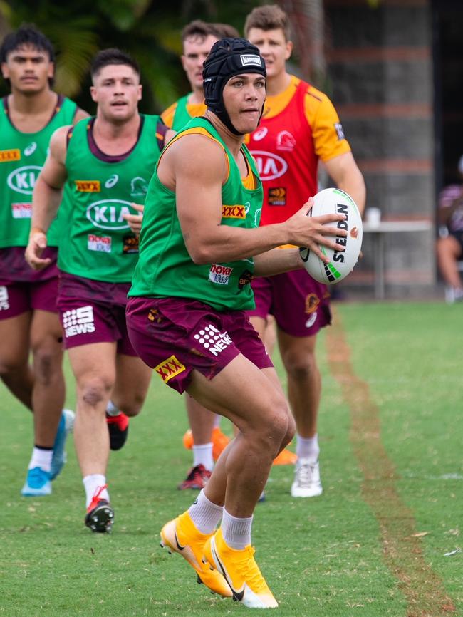 Walsh in action during a Broncos training session at the start of the season.