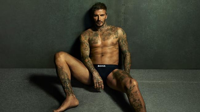 David Beckham poses up as part of his partnership with BOSS.