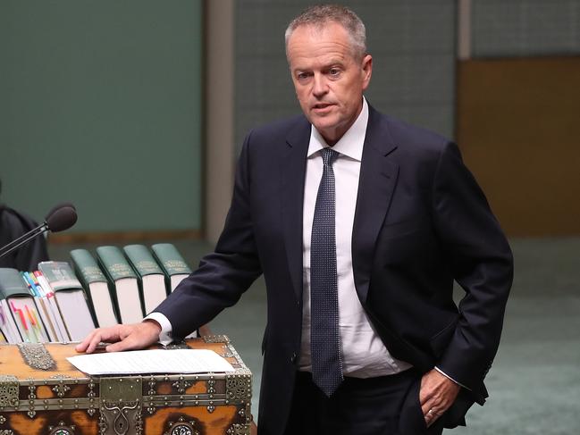 Opposition Leader Bill Shorten speaks on a motion in the House of Representatives on Tuesday. Picture: Kym Smith