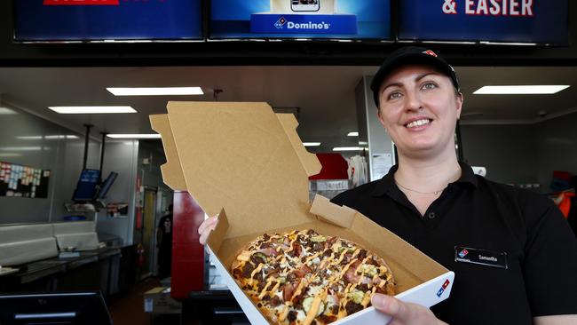 Analysts fear the dumped delivery fee for Domino’s Pizza in Australia might not see a lift in sales volumes. Picture David Clark