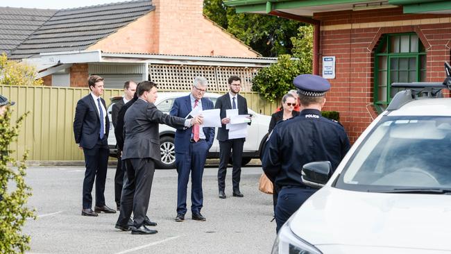 A site court visit during the trial of Alexander Campbell, who is charged over the crash which killed teenager Sophia Naismith in the carpark of the Authentic Chinese restaurant on Morphett Rd, Glengowrie. Photo: Brenton Edwards