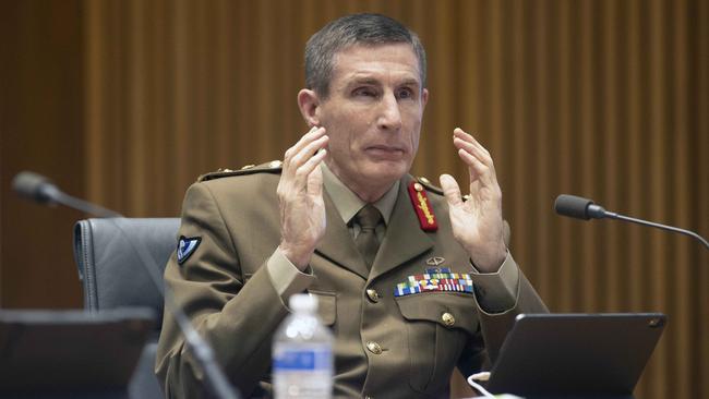 Chief of the Defence Force General Angus Campbell during estimates in Parliament House, Canberra, Onctober 27. Picture: NCA NewsWire / Gary Ramage