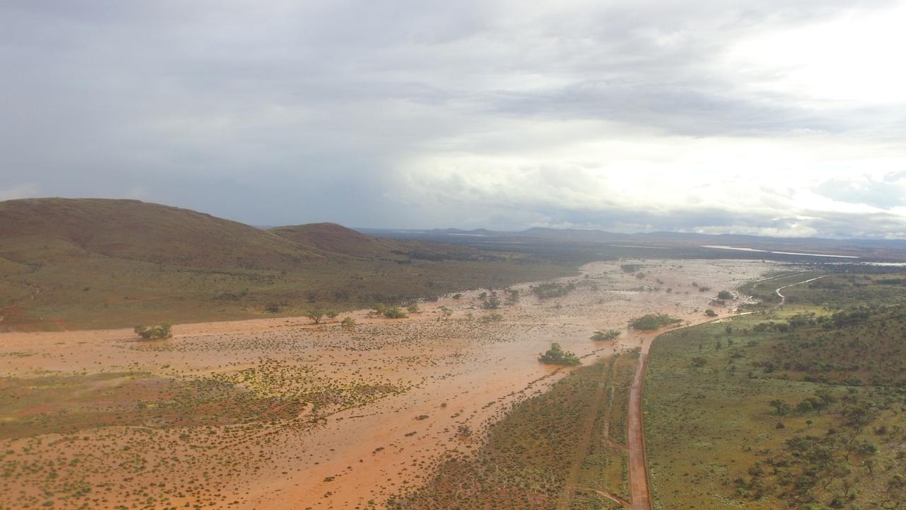 Floodwaters at Mt Ive Station, Gawler Ranges. Picture: Stephen Mudge